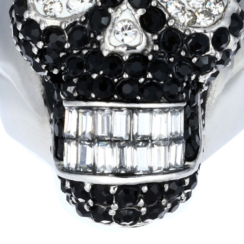 WK-JZ0045(5) Stainless Steel Ring- Black crystal+Skull 20200912