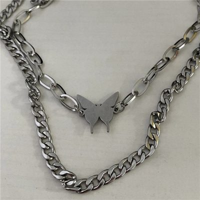 stainless steel mens butterfly necklace