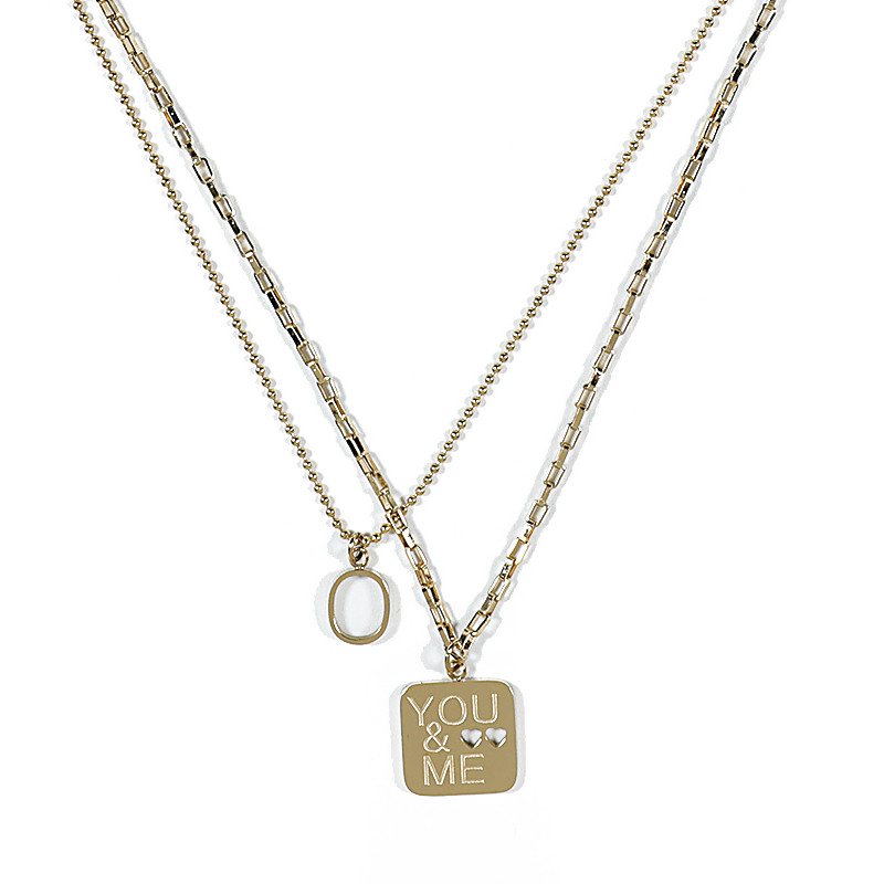 CHURINGASXL-0023 Rings with letter layered necklace