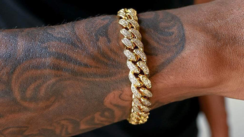 gold diamond cuban link bracelet