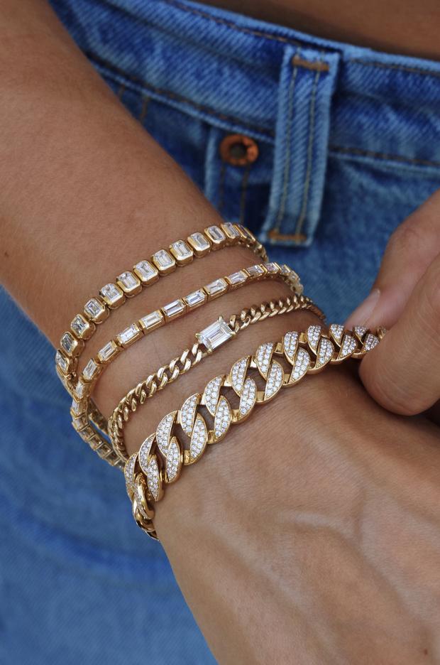layered cuban link bracelets