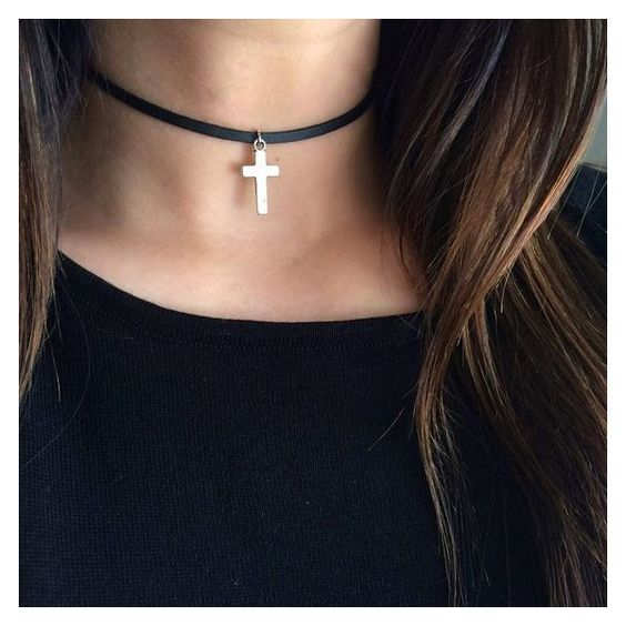 Sexual Collar with gold cross pendant