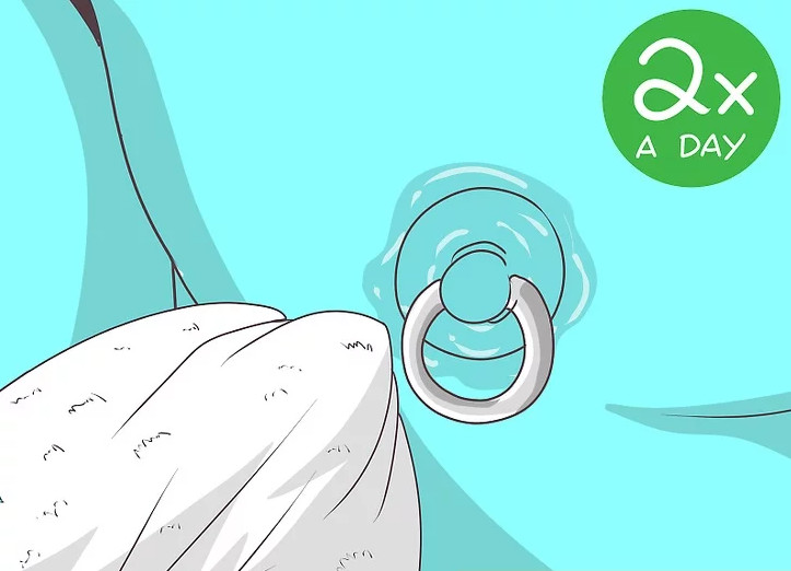 Clean your nipple piercing twice a day to help the infection heal