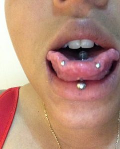 Horizontal Tongue Piercing