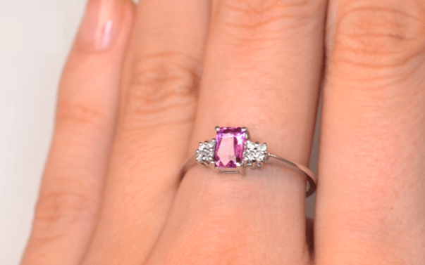sapphire colours - 9K White Gold DIAMOND PINK SAPPHIRE RING 0.06CT YouTube