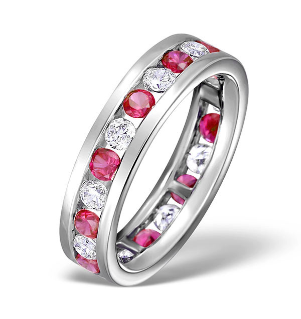 Ruby and diamond eternity ring in white gold from TheDiamondStore.co.uk