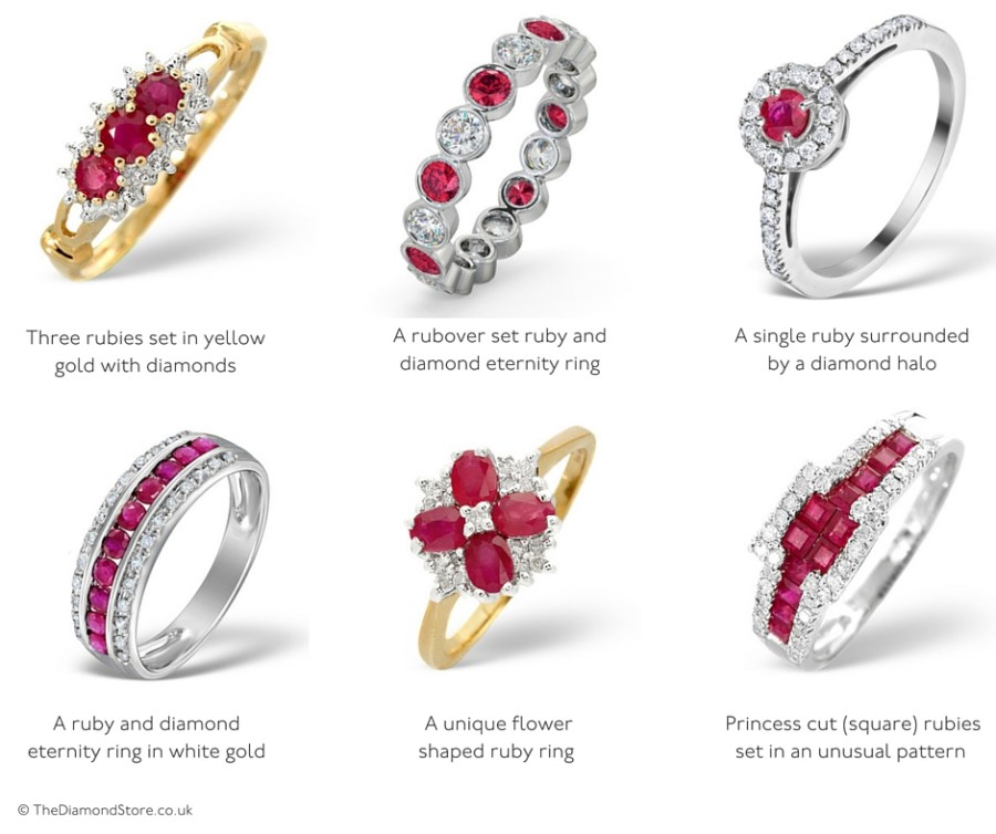 Ruby rings for 40th wedding anniversary - unusual ring designs