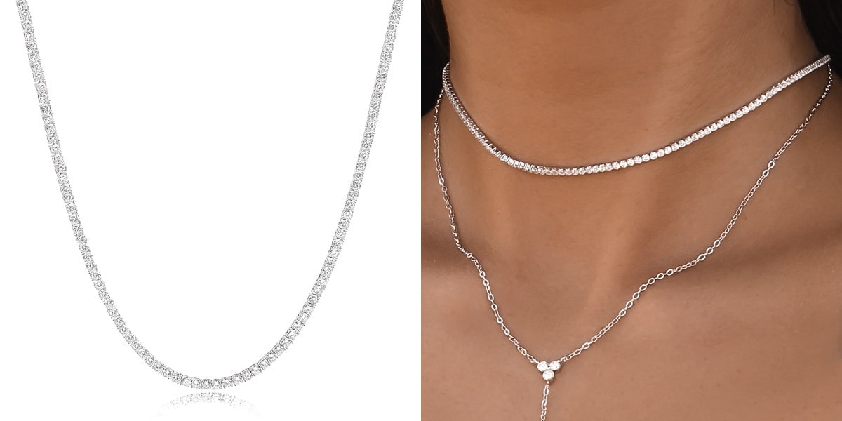 Classic tennis chain choker necklace