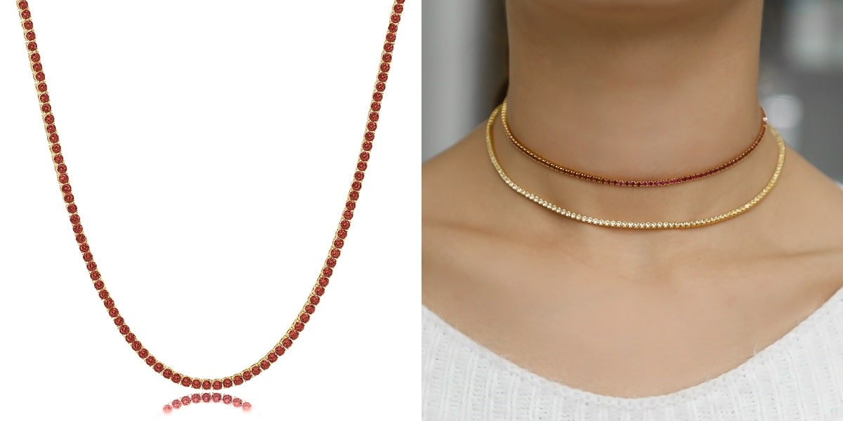 Red tennis choker necklace
