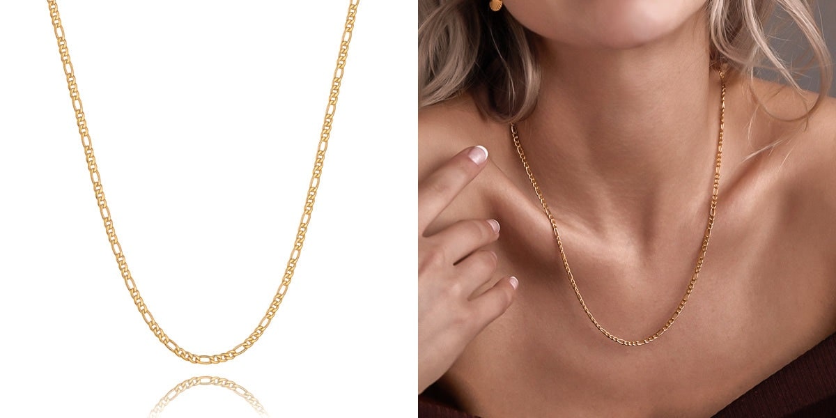 3mm gold figaro chain necklace