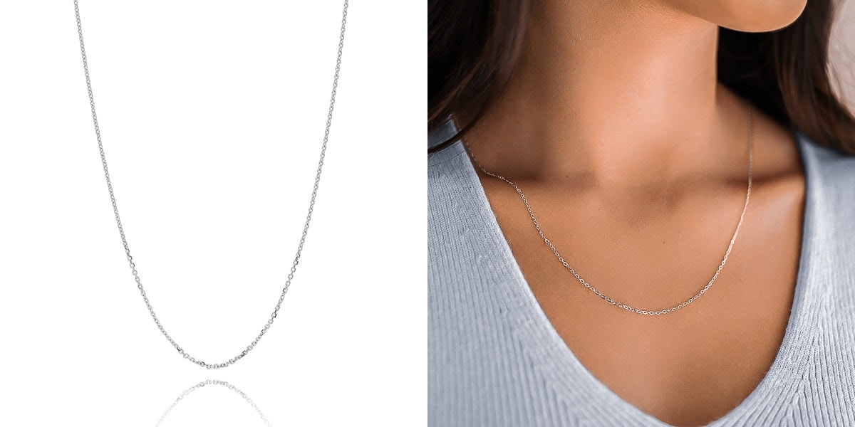 1.5mm silver cable chain necklace