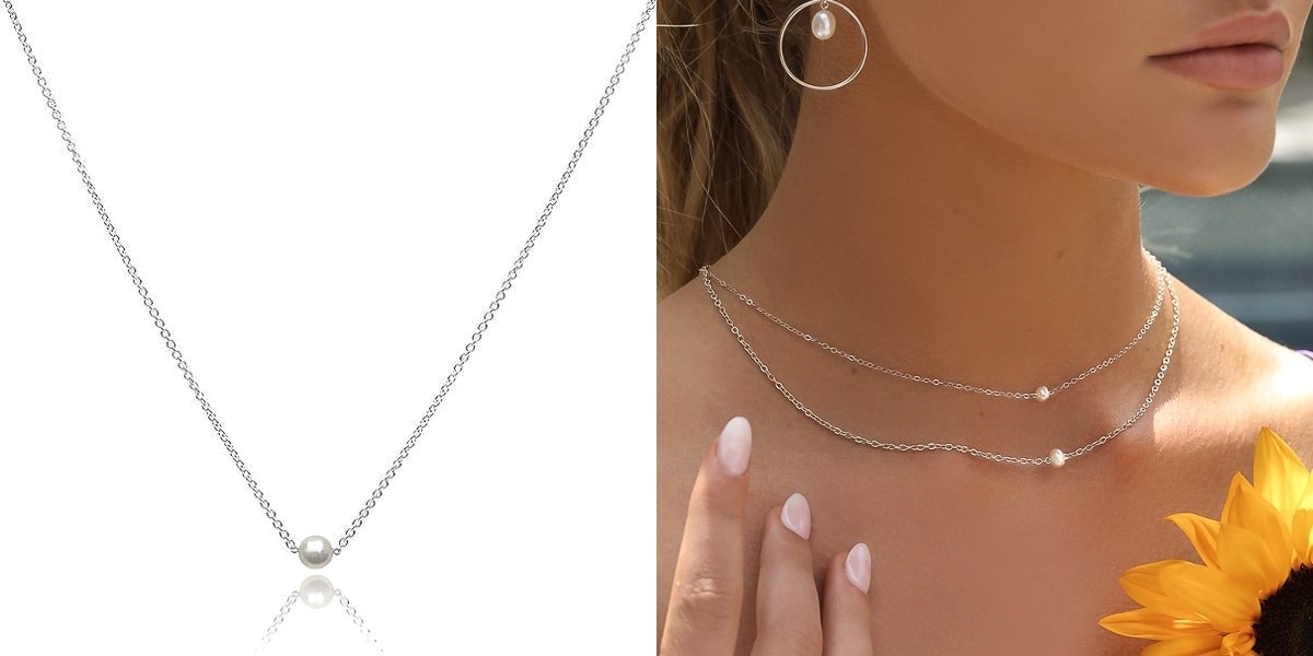 Single freshwater pearl choker necklace