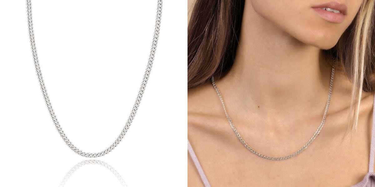 Sterling silver curb chain necklace
