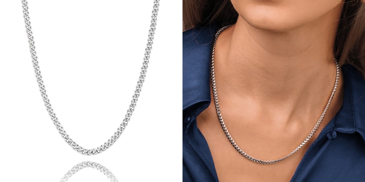 Classic silver curb chain necklace