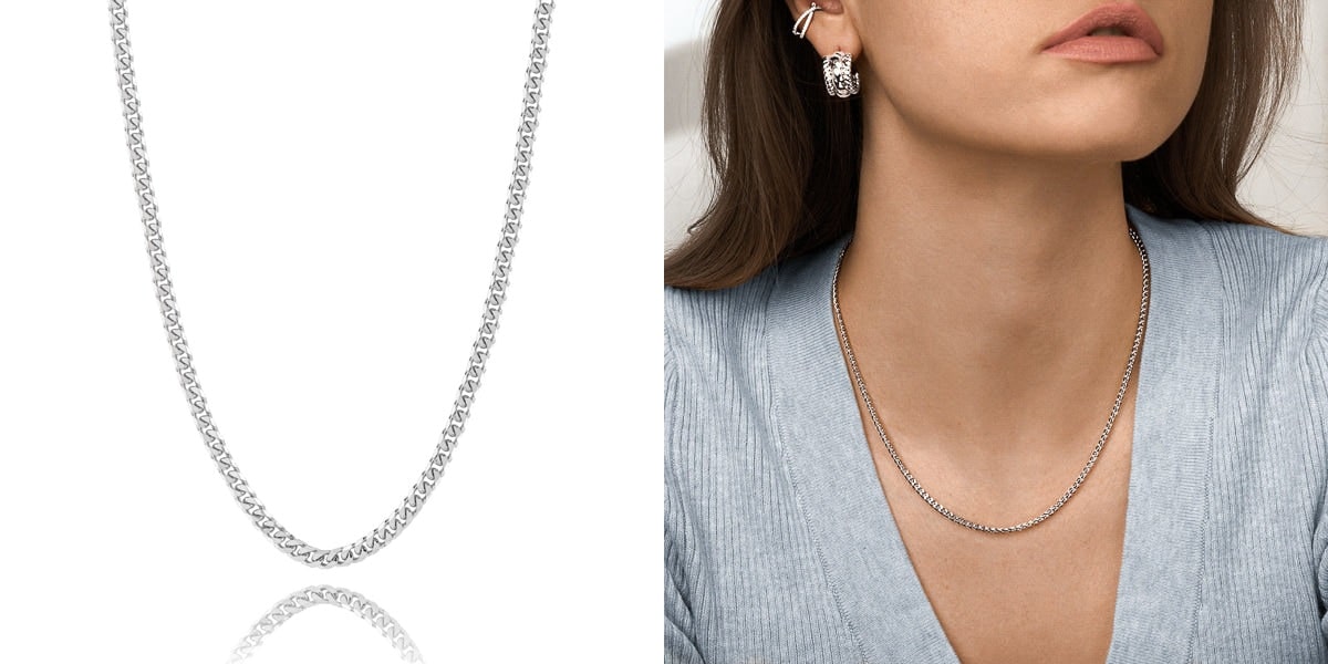 Versatile silver curb chain necklace