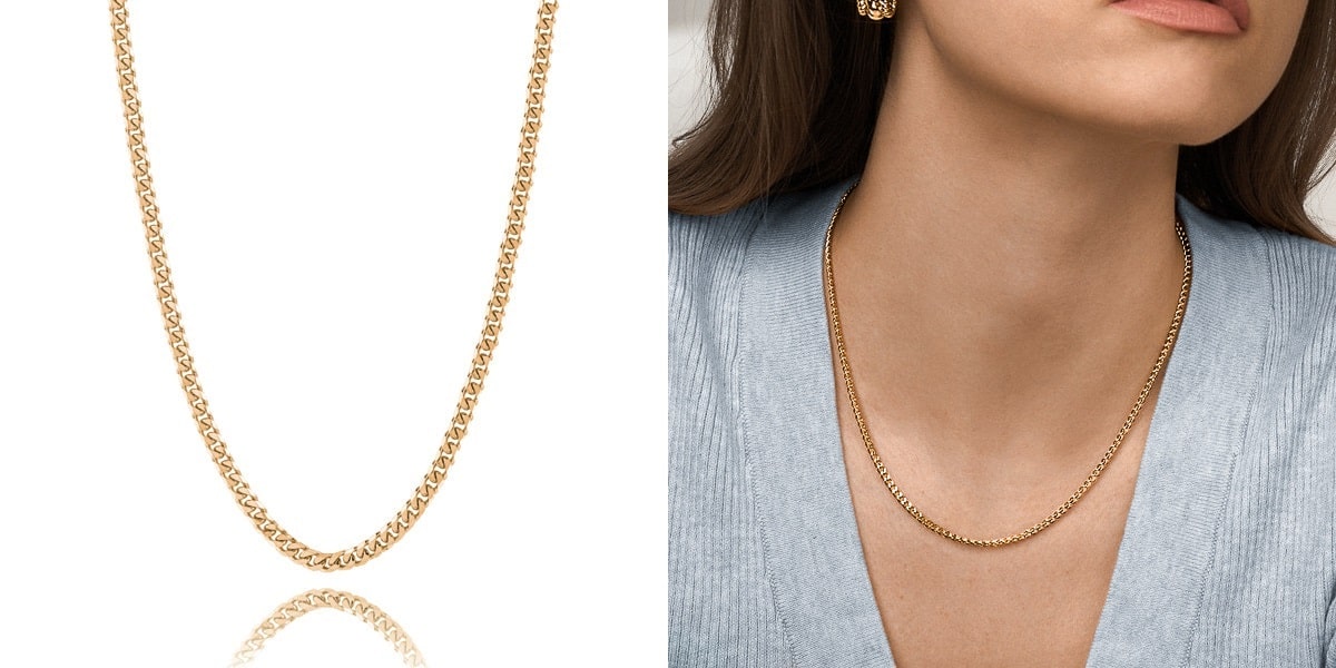 Versatile gold curb chain necklace