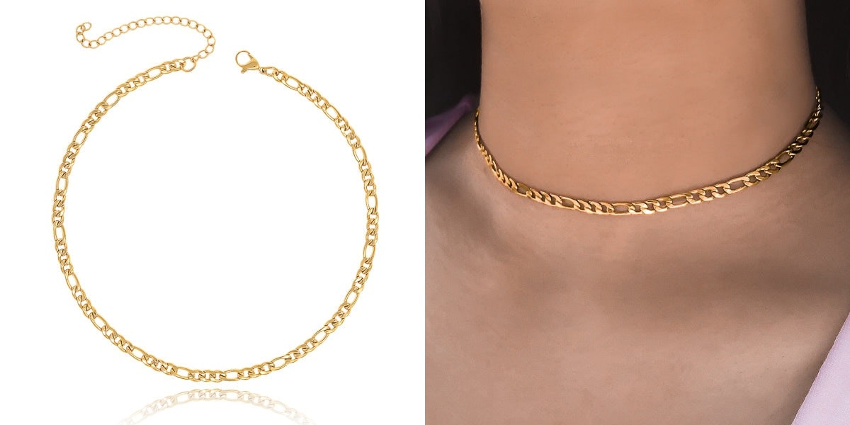 Gold figaro choker necklace