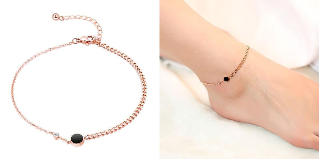 Rose gold elegant crystal chain anklet