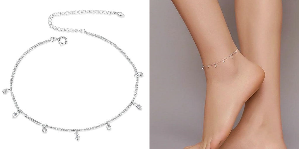 Sterling silver lucky charm ankle chain