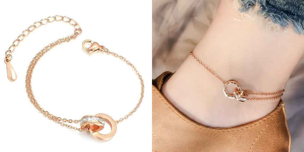Rose gold roman chain anklet
