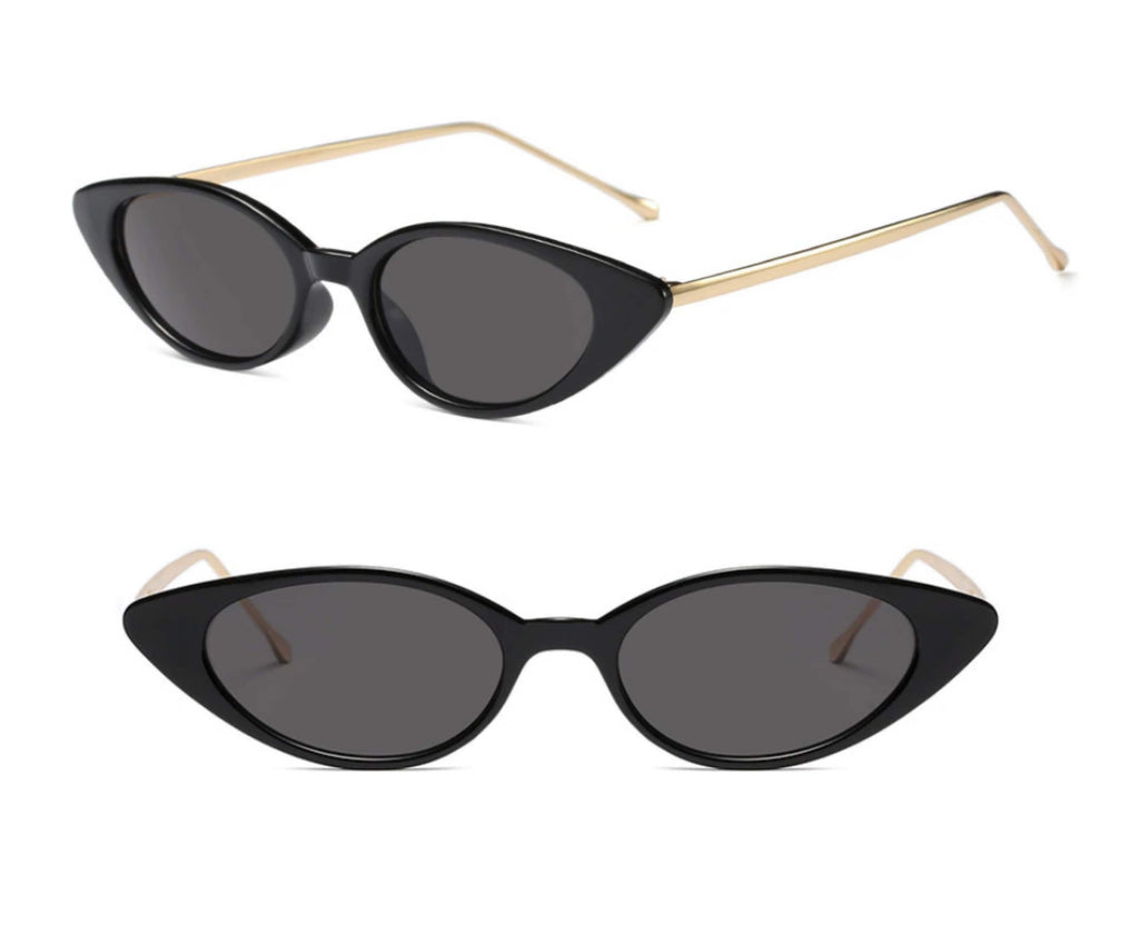 Black and gold cat eye sunglasses