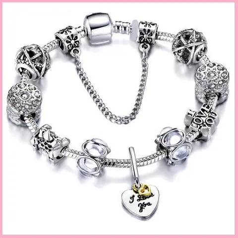 Love heart charm bracelet