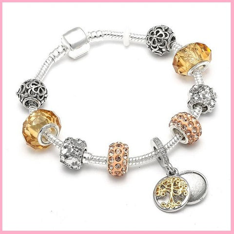Silver tree of life charm bracelet