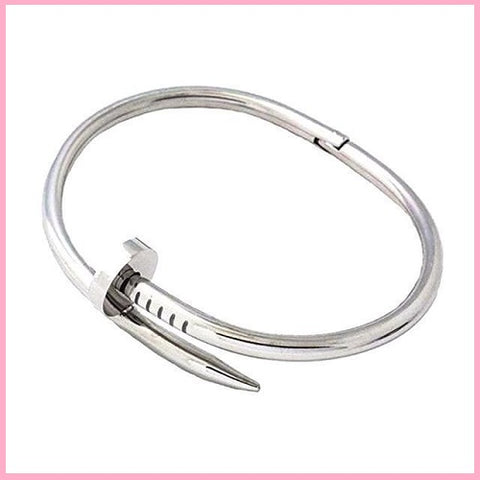 Silver nail bangle bracelet for women