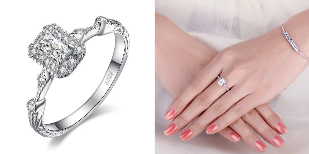 Cubic zirconia princess cut engagement rings