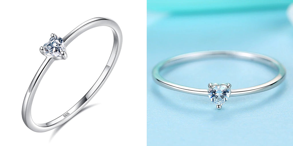 Small heart cubic zirconia engagement ring