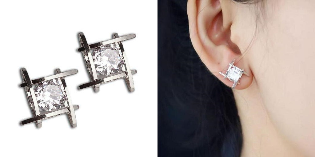 Square cubic zirconia earrings