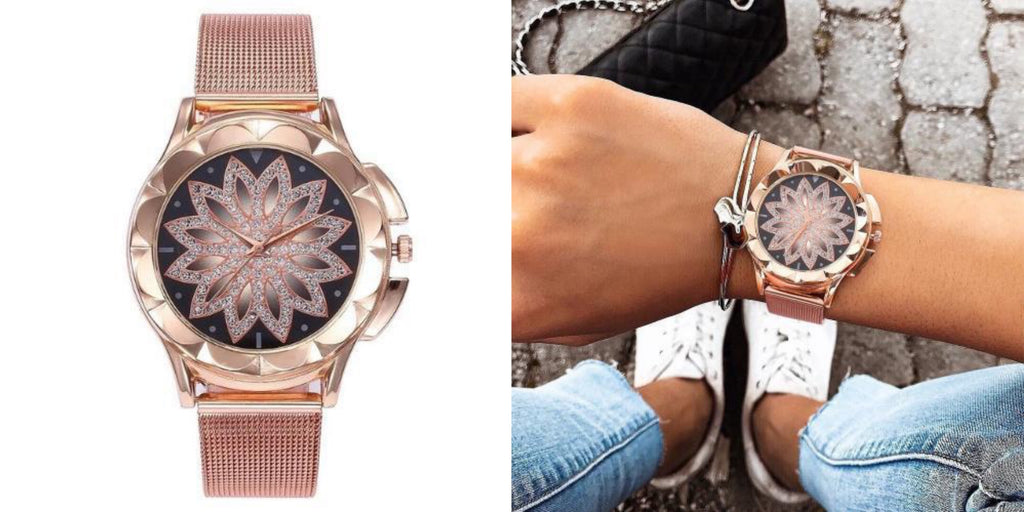 Affordable Rose Gold Flower Watch