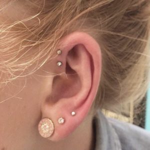 double front helix piercing