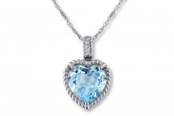 Blue Topaz Heart Necklace Sterling Silver