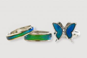 Mood rings on white background