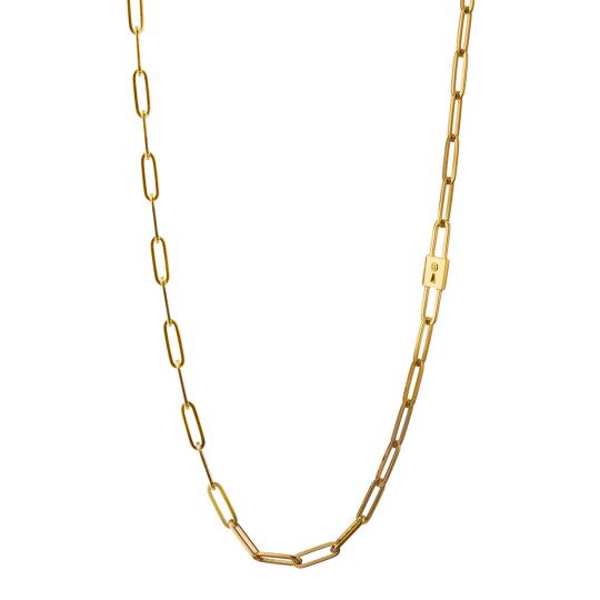yellow gold paperclip chain necklace