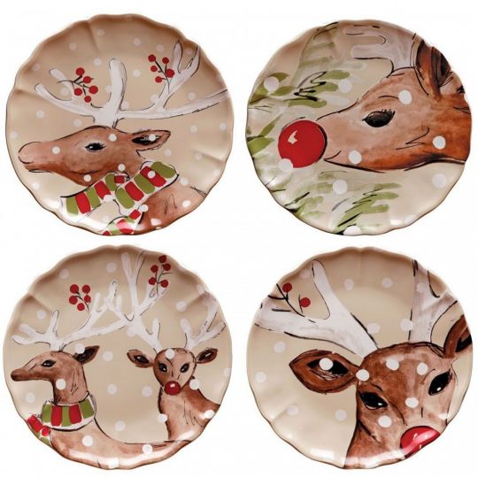 reindeer holiday plates
