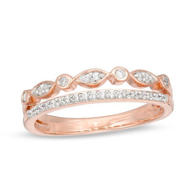 Zales Diamond Two Row Stackable Band in 10K Rose Gold