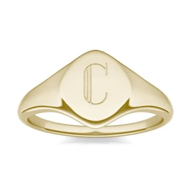 engraved gold signet ring from Charles & Colvard