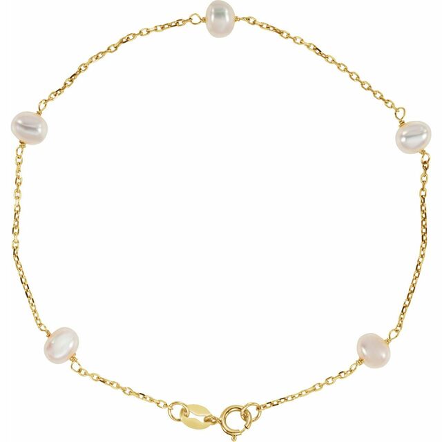  Willow 14K Yellow Gold Freshwater Cultured Pearl Station Bracelet