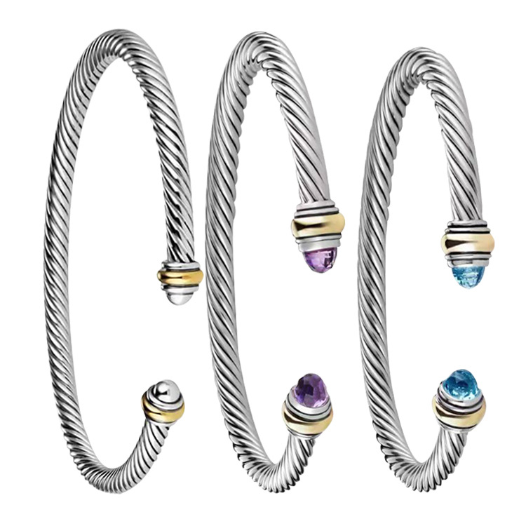 BXGSZ-0007 Two-tone Womens Steel Wire Bracelet Cuff